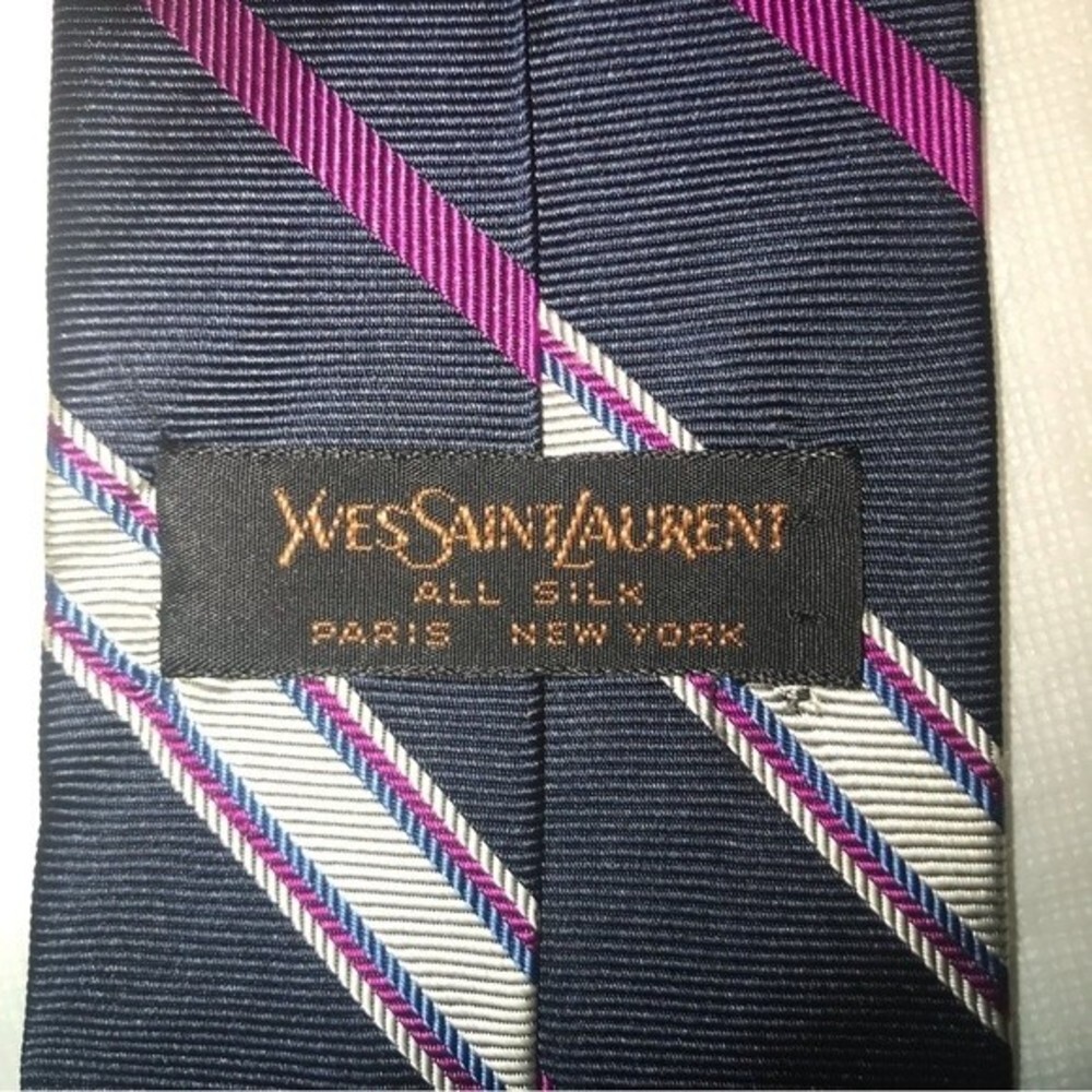 Vintage Yves Saint Laurent Men's Striped Handmade Silk Tie